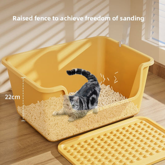 Extra Large Open Cat Litter Box Semi-Enclosed Pet Toilet