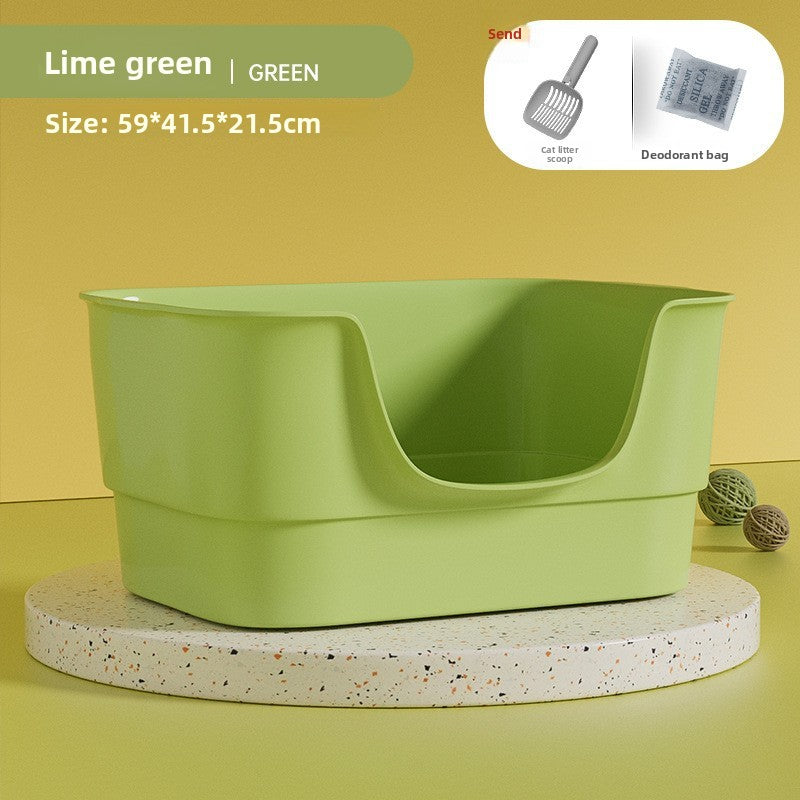 Extra Large Open Cat Litter Box Semi-Enclosed Pet Toilet