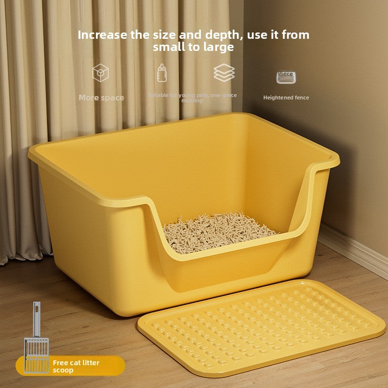 Extra Large Open Cat Litter Box Semi-Enclosed Pet Toilet