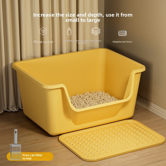 Extra Large Open Cat Litter Box Semi-Enclosed Pet Toilet