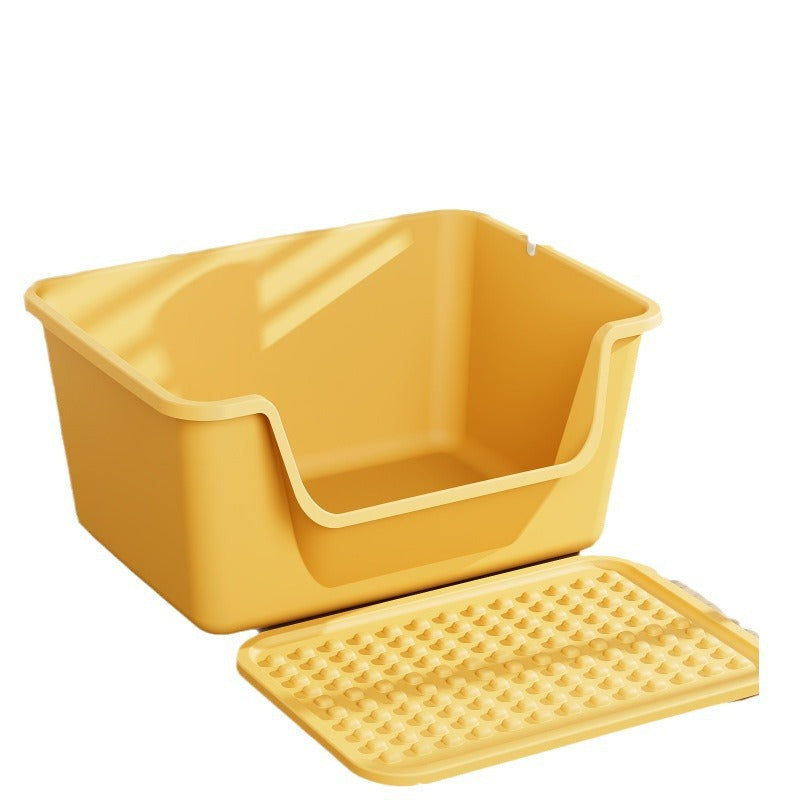 Extra Large Open Cat Litter Box Semi-Enclosed Pet Toilet