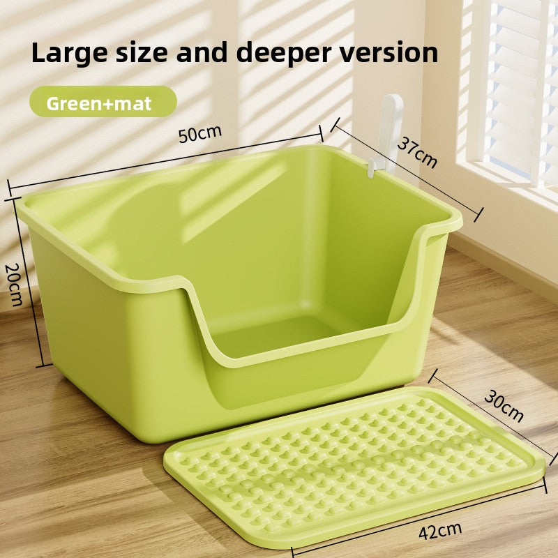Extra Large Open Cat Litter Box Semi-Enclosed Pet Toilet