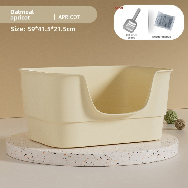 Extra Large Open Cat Litter Box Semi-Enclosed Pet Toilet