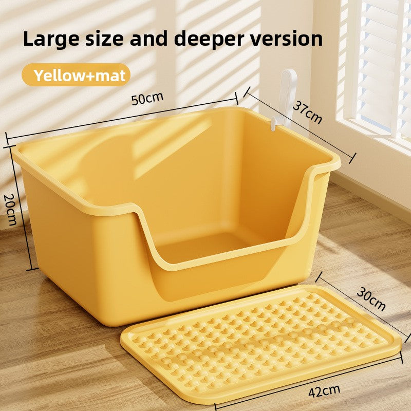 Extra Large Open Cat Litter Box Semi-Enclosed Pet Toilet