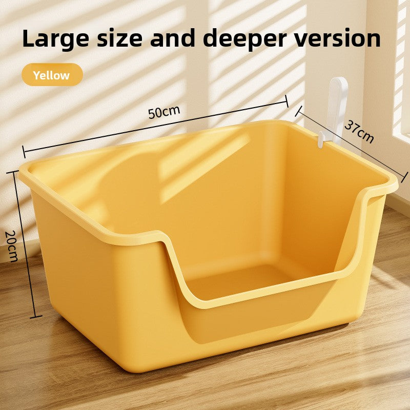 Extra Large Open Cat Litter Box Semi-Enclosed Pet Toilet