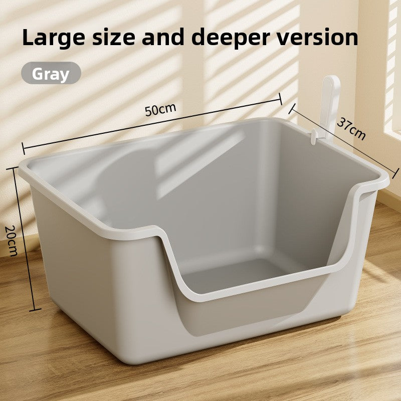 Extra Large Open Cat Litter Box Semi-Enclosed Pet Toilet