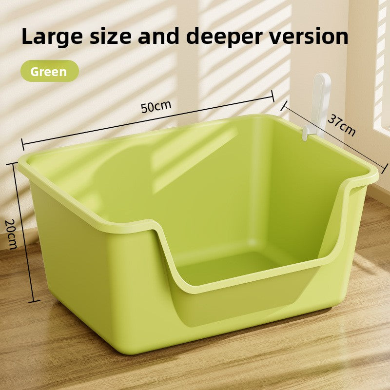 Extra Large Open Cat Litter Box Semi-Enclosed Pet Toilet