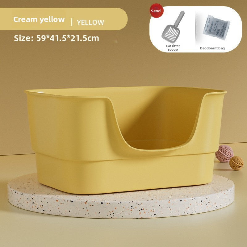 Extra Large Open Cat Litter Box Semi-Enclosed Pet Toilet
