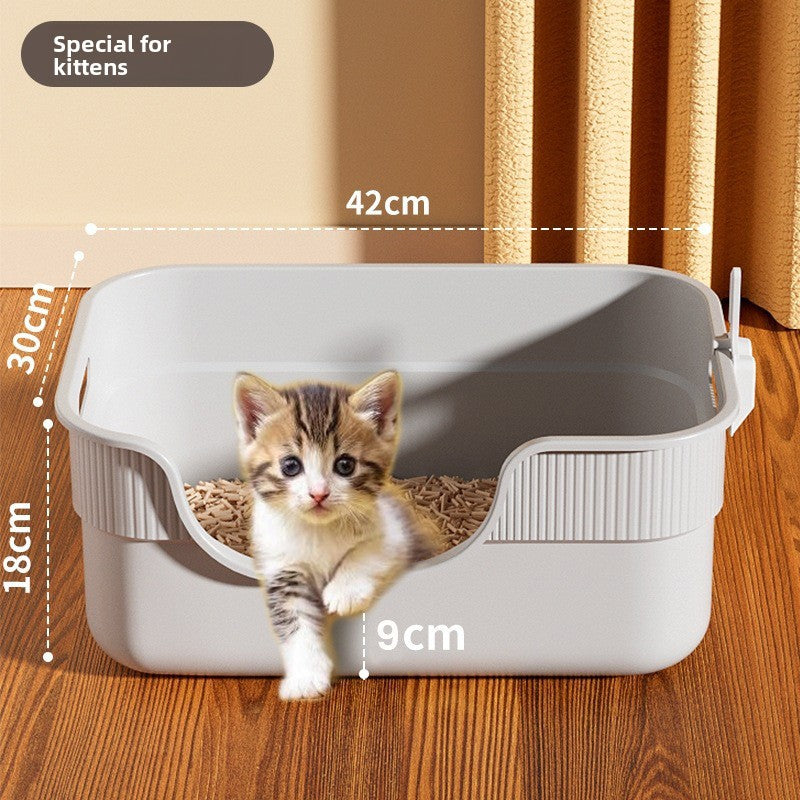 Extra Large Open Cat Litter Box Semi-Enclosed Pet Toilet