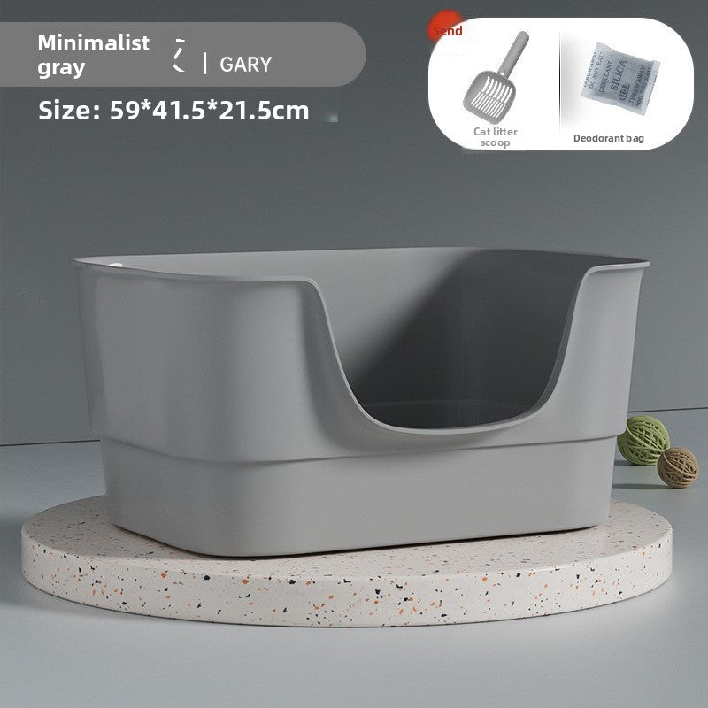Extra Large Open Cat Litter Box Semi-Enclosed Pet Toilet