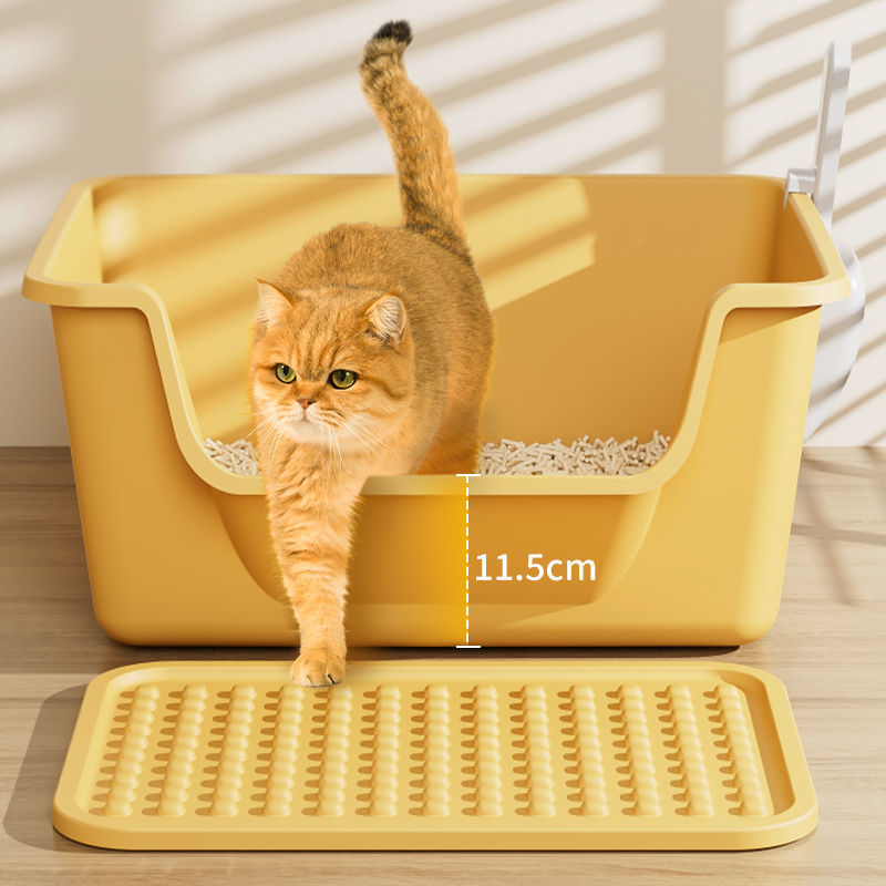 Extra Large Open Cat Litter Box Semi-Enclosed Pet Toilet