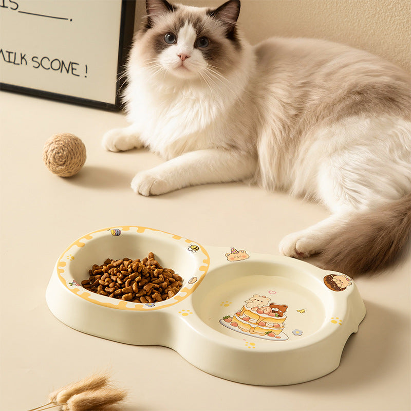 Cake Bear Ceramic Pet Bowl Anti-Tip Cat Dog Food Bowl