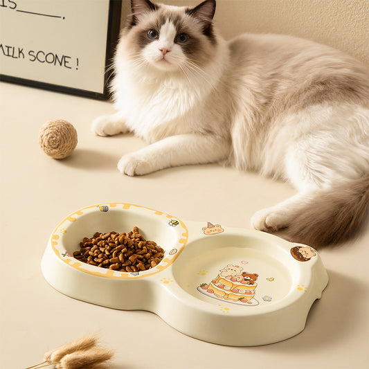 Cake Bear Ceramic Pet Bowl Anti-Tip Cat Dog Food Bowl
