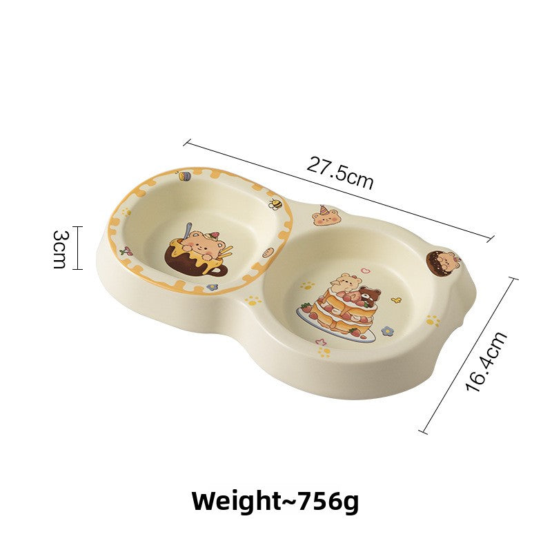 Cake Bear Ceramic Pet Bowl Anti-Tip Cat Dog Food Bowl